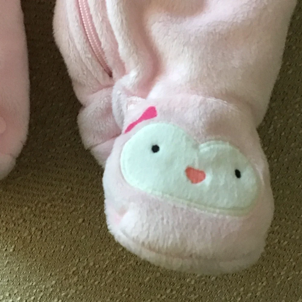 Child of Mine Pink Footed One Piece with Bear and Animal Feet - Picture 5 of 5